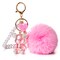 Cute Pink Bear Keychain for Women with Puff Ball Purse Charms, Girls Bling Key Chains for Car Keys, Backpack, Purse Accessories, Pink Pom Pom Keychain